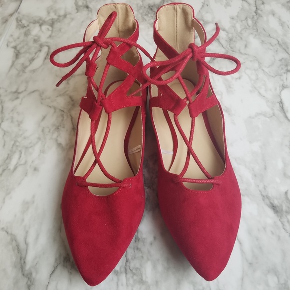 Charlotte Russe Shoes - Red Gladiator Flats Closed Toe Sandals Size 9